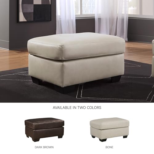 Image of Signature Design by Ashley Leather and Faux Leather Ottoman, Bone
