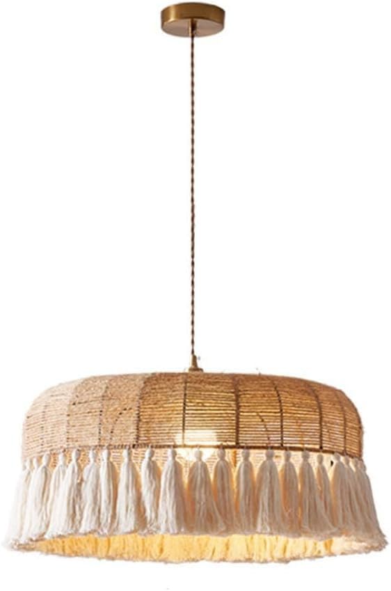 Suspension en rotin Boho vintage 15.8" pour illuminer un îlot de cuisine