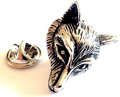 Pewter Fox Head Lapel Pin in Presentation Box by Cadogan Gifts
