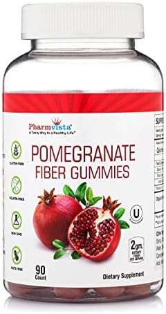 Pharmvista Pomegranate Fiber Gummies 100mg - Gluten Free, Vegan Pomegranate Supplement, Rich in Dietary Fiber - 90 Gummies