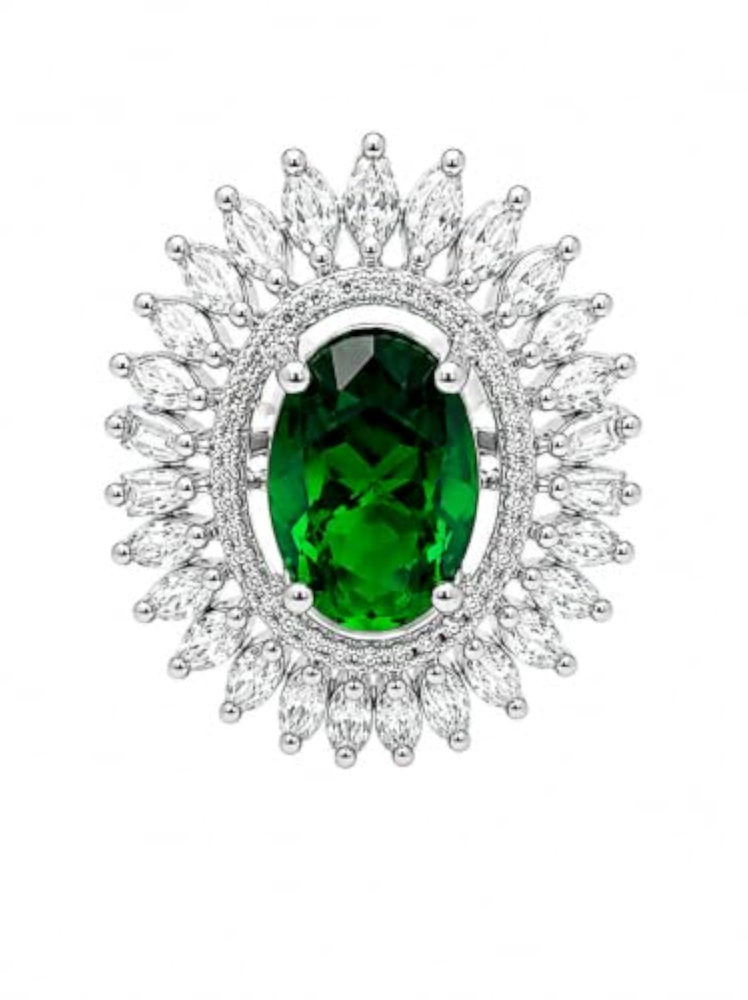 Women's Emerald Green Oval Cut Statement Cocktail Ring