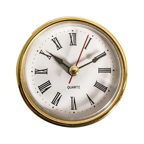 Shuade 65mm Clock Insert with Roman Numeral Quartzs Movement Gold Trim Roman Numeral Round Clocks DIY Crafts Accessories Home
