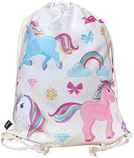 HECKBO kids unicorn gym drawstring bag - 40x32cm - 12.6" x 15.8" - Lightweight string bag - kindergarten daycare crèche school football - children kids girl boy backpack, sports bag, fabric bag