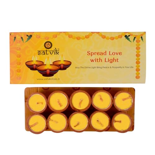 SATVIK 60 Min Nitya Pujan Mechas con Diya sin Cera Pack 10 miniatura 5