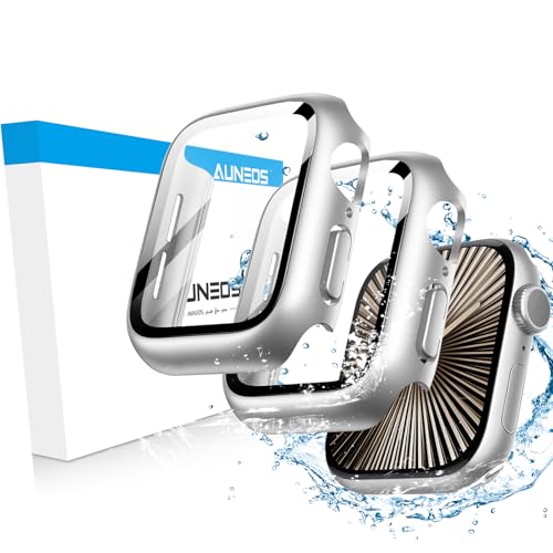 �y360°�h���P�[�X�zAUNEOS Apple Watch�P�[�X Series 11/10 42mm��p�ی�J�o�[ �A�b�v���E�H�b�`�ی� PC+�����K���X�f�� ��̌^ �V�f�U�C�������ߗ� �d�x9H �ϏՌ� �S�ʕی� �����^ �����ȒP(42mm�ASilver