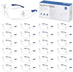 Clear Safety Glasses 24 Pack, Polycarbonate Lens Safety Goggles ANSI Z87.1 Anti-Scratch Impact Resistant Eye Protection with Rubber Temples for Work Lab Construction, Clear Lens/Blue Frame