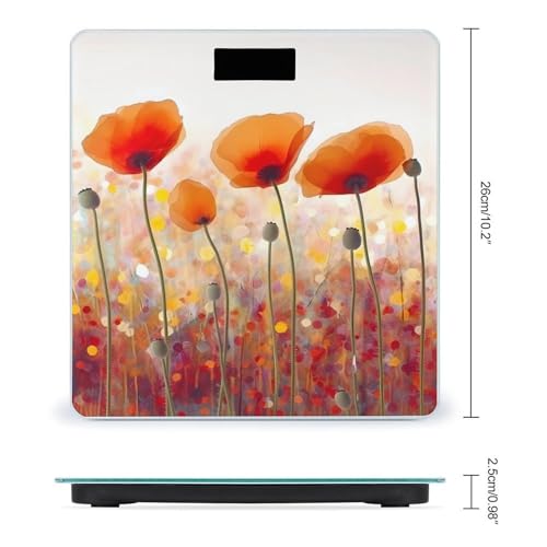 Báscula digital de baño con flores rojas 400lb capacidad miniatura 2