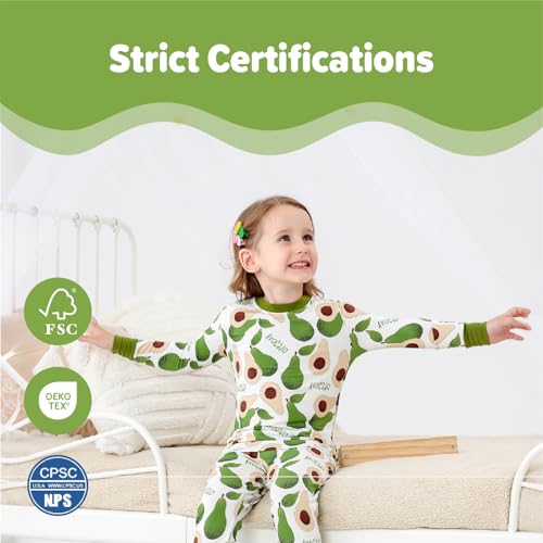 Image of Kids 2-Piece Soft Bamboo Viscose Clothing Set, Long Sleeve Top & Pants, Everyday Outfit for Toddler Boys & Girls