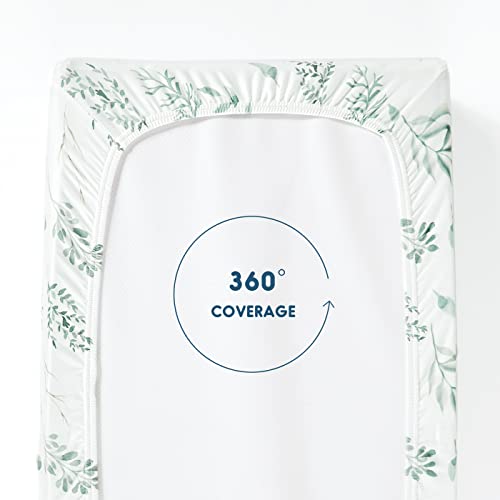 Image of GRSSDER Stretch Ultra Soft Jersey Knit Changing Pad Cover Set 2 Pack, Change Table Pad Covers Fit 32 inch /34 inch x 16 inch Pads Safe and Snug, Pretty Watercolor Daisy Flowers for Baby Girls