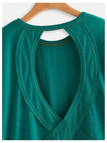 Image of SOLY HUX Women Open Back Tops Workout Backless Tee Casual Athletic Shirts Short Sleeve Oversized Gym T Shirt