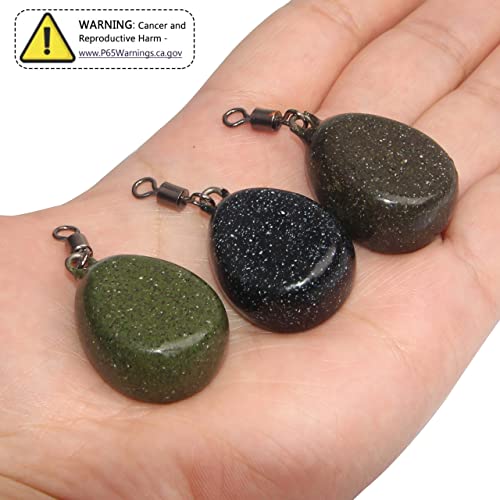 Image of AGOOL Carp Wegihts Fishing Sinkers - Tapered Flat Sinker with Rolling Swivels 2oz Coatd Lifelike Color Carp Fishing Gear Tackle
