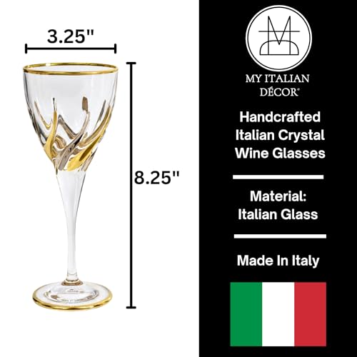 Italian-Crystal-Trix-Wine-Glasses-PlatinumGold-Color-Set-of-2-8-oz-Glasses-Modern-Elegant-Stemware-Red-Wine-White-Wine-Mimosa-Made-In-Italy Italian Crystal Trix Wine Glasses PlatinumGold Color Set of 2 8 oz Glasses Modern Elegant Stemware Red Wine White Wine Mimosa Made In Italy