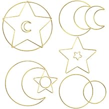 12PCS Gold Dream Catcher Metal Rings, AngleKai 4 Size Macrame Hoops Metal Craft Rings for Dream Catcher Hoops Moon Star Circle Shape for Home Decor, Wedding Decor2/4/6/8Inch