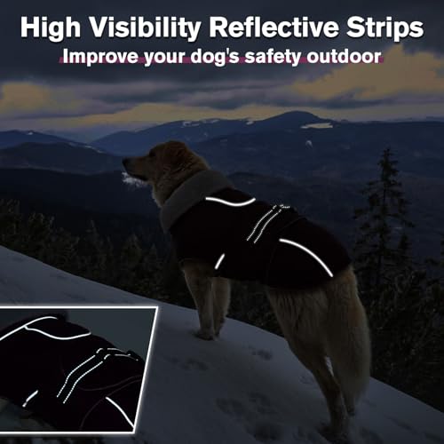 Image of Lelepet Dog Jackets for Medium Dogs Waterproof Dog Coat with Adjustable Fit | Reflective Fleece Vest with Adjustable Buckle Hook & Loop Windproof Cold Weather Coats for Small Medium Large Dogs, Beagle, L