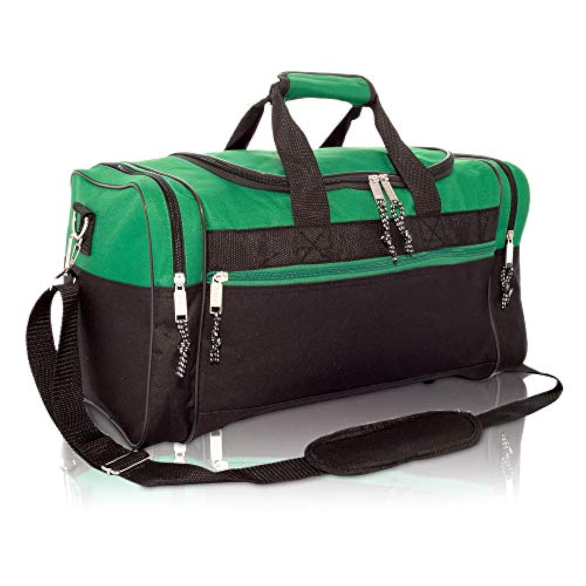 17" Durable Green Duffle Bag, Travel Size Sports Gym Bag