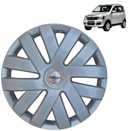 Image of PRIGAN Wheel Cover for QUANTO 15 Inch Silver Wheel Cap (Available in 15 Inch) (Set of 4 Pcs) (Press Fitting) Model- Polo Silver-15