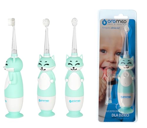 Oromed Schallzahnbürste für Kinder 0-3 Jahre ORO-KIDS BLUE, Zahnbürste mit Weichen Borsten, 16.000 Pulsierende Bewegungen, IPX7, Blau