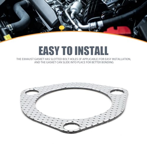 Image of Tesnaao 2 PCS Car Exhaust Pipe Interface Gasket, 2.5 inch Stainless Steel Three-hole High Temperature Resistant Sealed Exhaust Silencer Gasket, Multi-functional Replacement Accessory, for Cars (Silver)