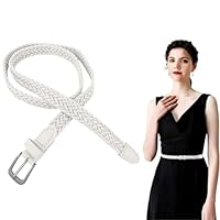 THXFUNAREA Ceinture blanche femme Ceinture tressée pour femmes Ceinture fine tissée Ceinture Ceinture fine pour robe