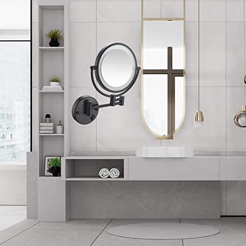 Srvnt Makeup Mirror With Light, 360° Swivel Bathroom Shaving Wall-Mounted Magnifying Mirror Extendable Double-Sided Vanity Mirror, Usb Rechargeable/8 Inch/3X #TOP1