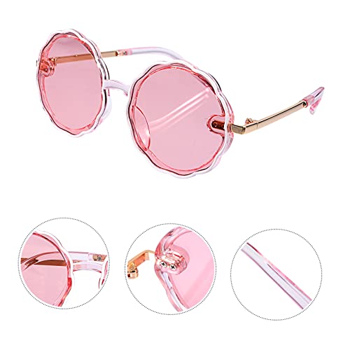 BESPORTBLE 1Pair Round Frame Sunglasses for Boys and Fashionable UV Protection Shades for Outdoor Activities Beach Trips and Daily Life Comfortable Nose Design Cute Flower Frame Age4