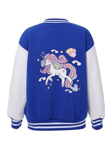 Yeahdor Girls Boys Baseball Jacket Kids Sweatshirts Long Sleeve Cartoon Print Coat Outwear Sports Skateboarding Top2