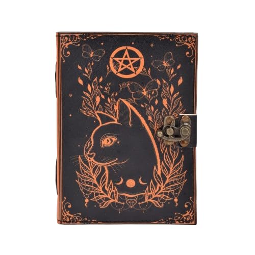 Fox Printed Book of Shadows Journal Diary with Antique Rustic Lock for Men Women Leather Notebook, Vintage Journal, Great Gift 7 x 5 Inch (200 pages)