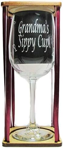 Grandma's Sippy Cup 18.5oz Stemmed Wine Glass with Charm and Presentation Packaging