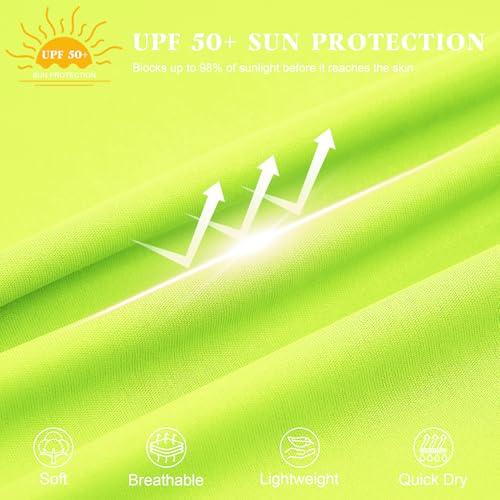 Image of LETAOTAO UPF 50+ Boys Neon Rash Guard Long Sleeve Swim Shirt | 4T to Youth,Boys & Girls Sun Shirt, Sun Protection Shirt,Quick Dry, Moisture-Wicking Fabric, Fishing Shirt