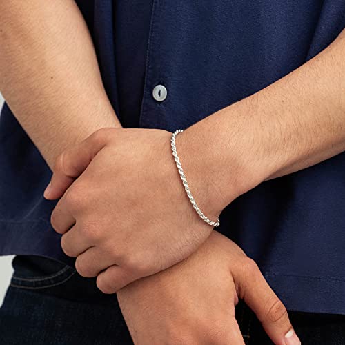 LeCalla 925 Sterling Silver BIS Hallmarked 4 MM Italian Diamond-Cut Rope Chain Bracelet for Men Women and Girls (6.5, 7, 7.5, 8, 8.5 Inches) - Image 4