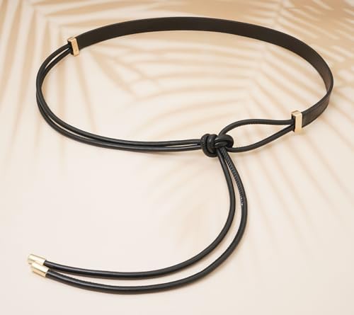 Skinny Belts for Women PU Leather Knotted Thin Waist Belt for Dresses3