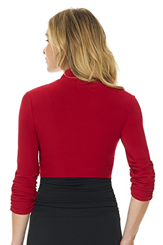 Image of Rekucci Women's Chic Soft Knit Stretch Bolero Shrug with Ruched Sleeves