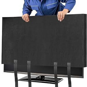 Housse de protection pour téléviseur, en feutre noir, anti-poussière, avec sangle de fixation inférieure, antidérapante et écologique, pour écrans de 50 à 75 pouces.-Black||60-65in（65" W x 36" H）