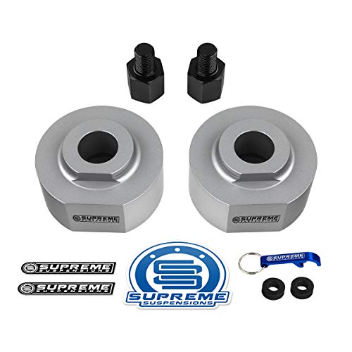 Supreme Suspensions - Front Leveling Kit for 1999-2023 Ford F-250 and F-350 Super Duty 2" Front Lift T6 Billet Aluminum Spring Spacers with 3/4" Stud Extenders 2WD (Silver)