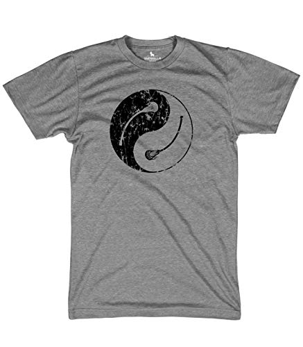 Guerrilla Tees Lax Yin-yang t-Shirt Lacrosse Shirt lax bro Tshirt Funny tees, Grey, Small