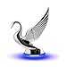 GG Grand General 47984 Chrome Swan Hood Ornament with Blue/Clear 6 LED Glow Base