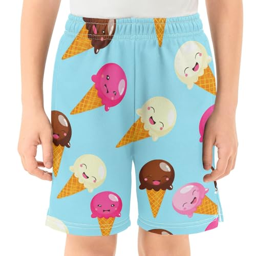 J JOYSAY Cartoon Ice Cream Cone Boys Athletic Shorts Kids Youth Casual Shotrs with Elastic Waistband Pockets2