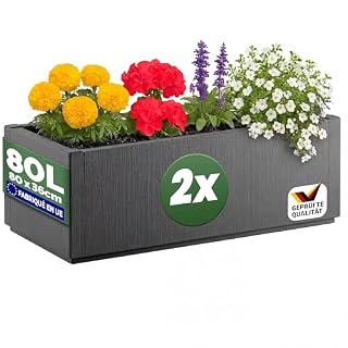 Casaria jardinières Ethica anthracite, lot de 2 bacs
