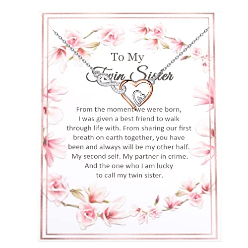 UJIMS Infinity Heart Twin Sister Pendant Necklace - Birthday Jewelry for Big Sister, Bride Gifts