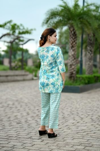 Image of Women's Cotton Pajama Set with Top & Pants|| Korean Night Suit|| Lightweight Printed Set || Soft & Comfy Sleepwear for Girls & Women