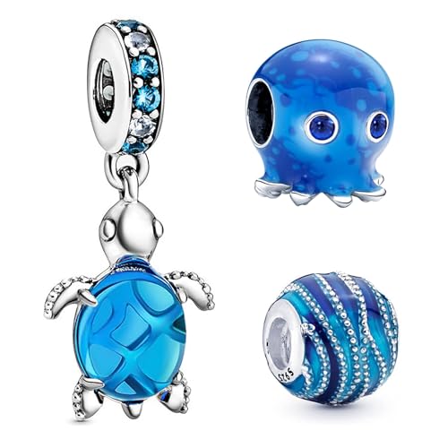 MSPOVOF Animales marinos Charm Set3-pieza/set A S925 colgante de plata de ley para pulseras y collares mujeres joyería regalo