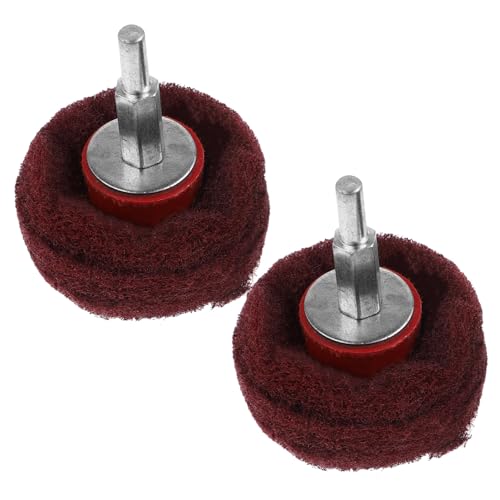 KICHOUSE 2Pcs Drill Buffing Wheel Non Woven Cleaning Pads for Angle Grinder and Power Scrubber Surface Polishing Attachment for Removal and Smoother Finishes