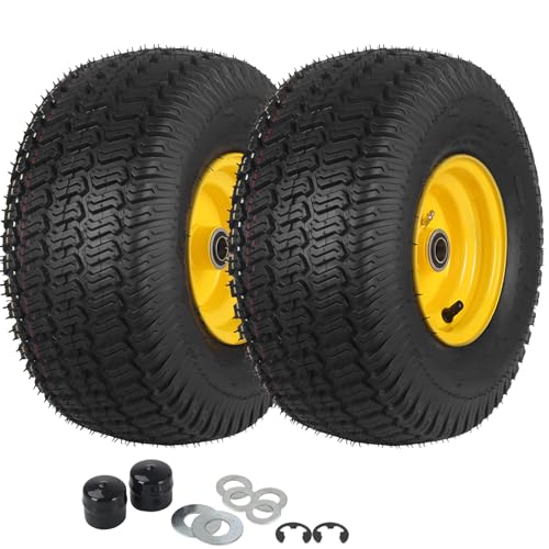 GICOOL (2 Pack) 15x6.00-6 Tubeless Tire and Wheel 3 Offset Hub 3/4 Bearing 4 Ply 15x6-6 Replacement Riding Lawn Mower Front Tires Compatible with 100 and 300 Series John Deere Riding Mowers
