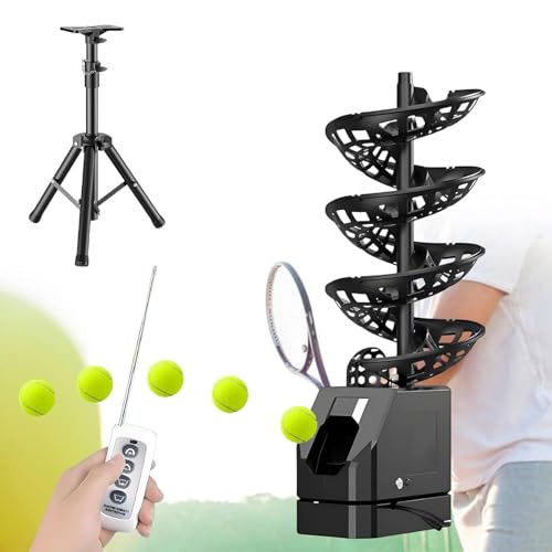 Lanciatore automatico da tennis con telecomando, batteria da 5200 mAh, treppiede regolabile (60-105 cm), frequenza e direzione regolabili per pratica e allenamento