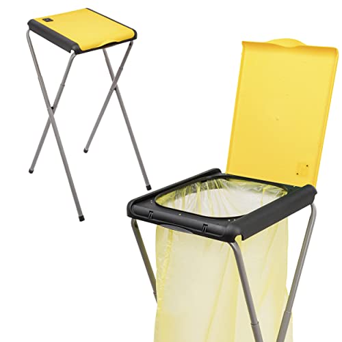 ONVAYA® Support pour sac poubelle jusqu'à 120 litres avec couvercle - Jaune - Support stable en métal réglable en hauteur pour le sac jaune Cover