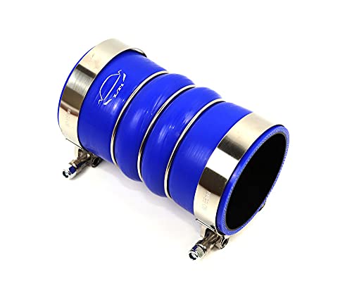 Image of LTI Universal 6 inch Length 4-Ply Reinforced High Temperature Charge Air Cooler CAC Hose 3 inch ID Straight With T Bolt Clamp (3 inch, BLUE)