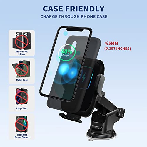 Wireless Car Charger Mount, Amlink Auto Sense 15W Fast Charging Auto Clamping, Car Phone Holder Mount Wireless Charging, Air Vent Dashboard Windshield For Iphone 14 13 12 11 Pro Max, Samsung S23 S22 #TOP6