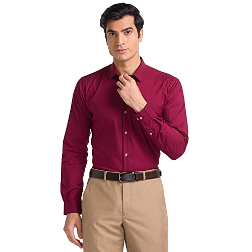 Image of Park Avenue Men's Cotton Blend Solid Pattern Slim Fit Regular Collar Full Sleeve Formal Shirt