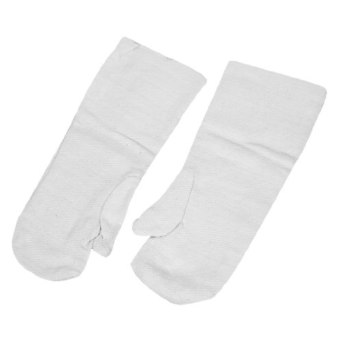 Ruilogod Galletas de cocina Hornear guantes de manopla tejida caliente par blanco