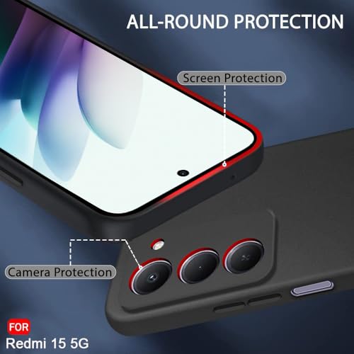 Image of TheGiftKart Sleek Back Cover Case for Mi Redmi 15 5G | Slim Fit Protective Design | Ultra Matte Finish | Camera Protection Bump | Soft Silicon Back Cover Case (Silicone, Black)